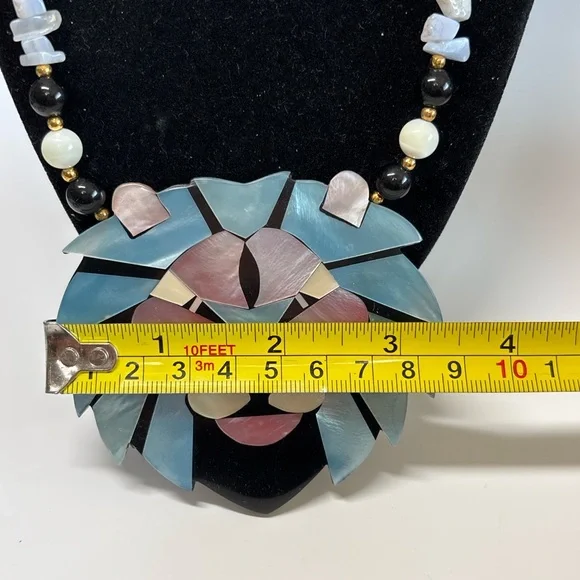 Lee Sands Lion Mosaic Statement Jewelry Set Necklace Bracelet Earrings